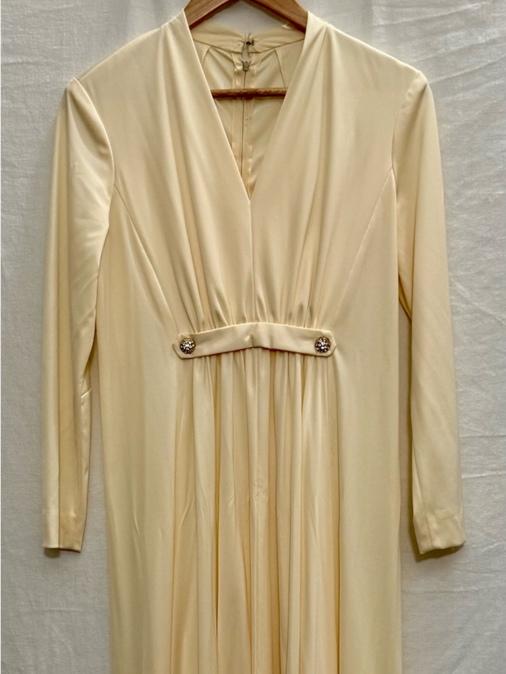 VTG Ivory Gown Old Hollywood Glam Bridalcore Soft Drape Handmade Timeless Luxury